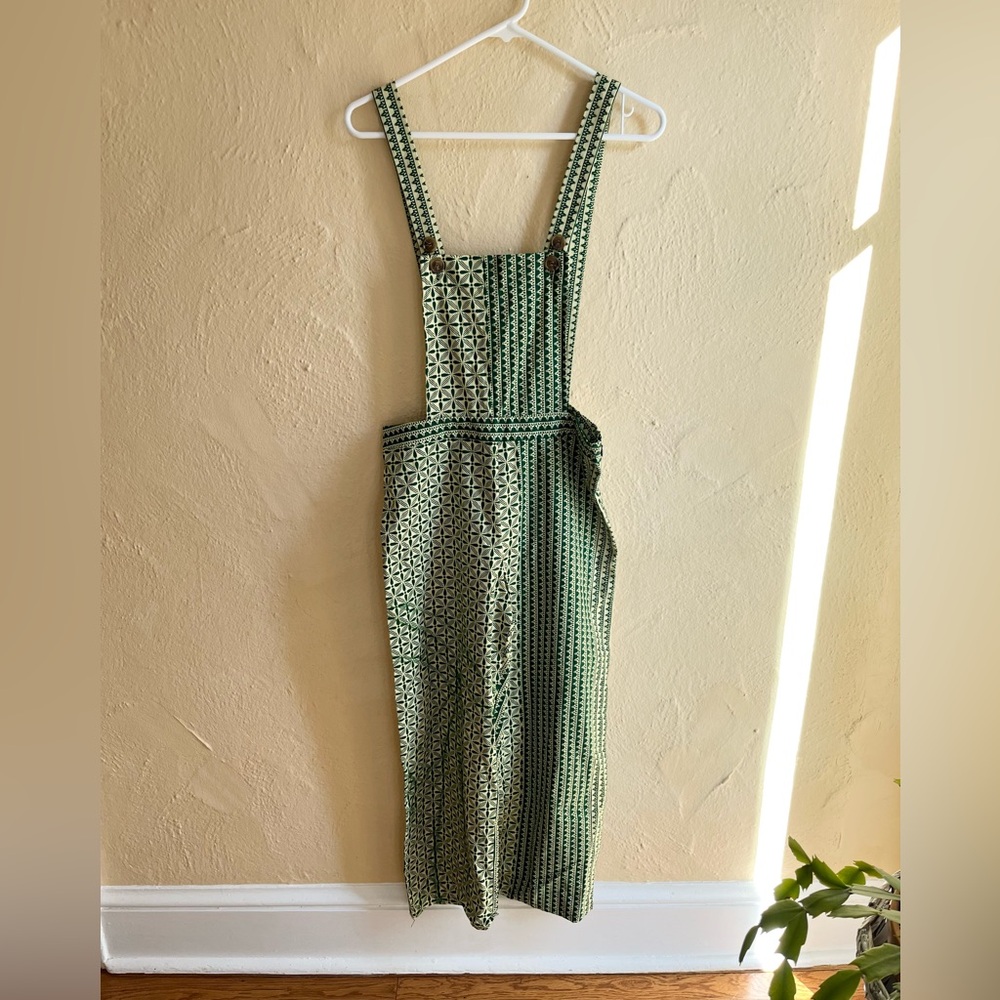 Royal Native Womens Beck Printed Overalls Jumpsuit Green Geometric Print